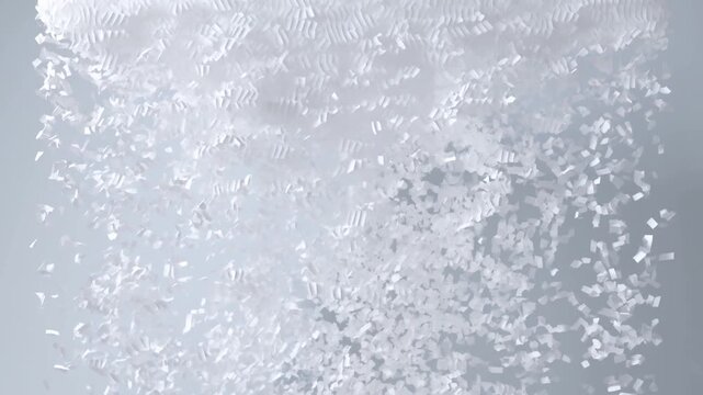 White particle texture fills abstract pale gray background with scattered shapes