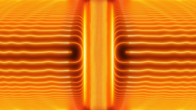 Glowing Orange Light Lines Form Symmetrical Abstract Background Pattern