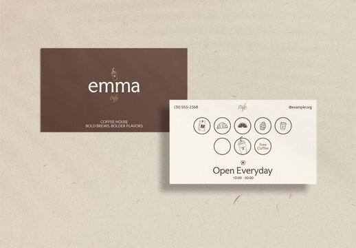 Minimal Coffee Shop Business Card Design With Coffee Shop Loyalty Card Layouts
