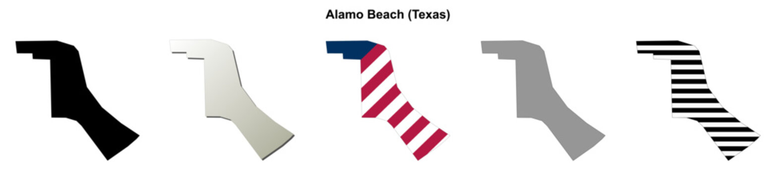Alamo Beach (Texas) blank outline map set