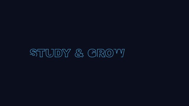 Study grow neon text animation: minimalist motivational quote for education and personal development projects 4k