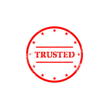 Trusted circular red stamp with star elements for building consumer confidence and authority.