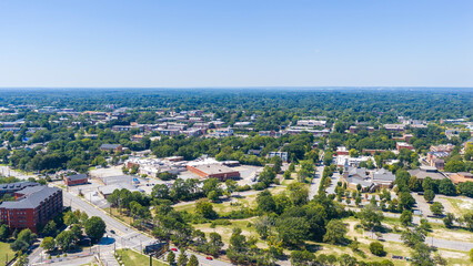 Obraz premium Aerial shot of apartments and office buildings in the skyline in Atlanta Georgia USA
