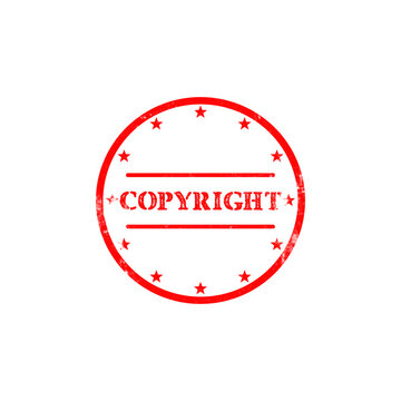 Red copyright rubber stamp icon on transparent background for legal protection of creative work.