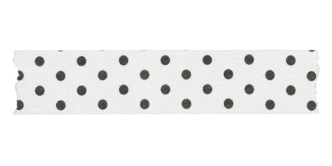 A strip of white washi tape featuring a repeating pattern of small black polka dots on white © Sapphire