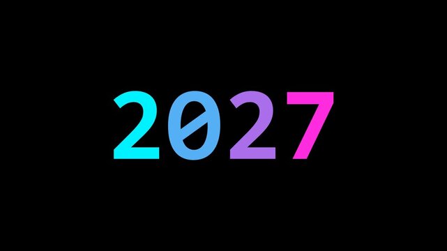 Futuristic digital timer counting years from 2000 to 2027 with circular loading progress