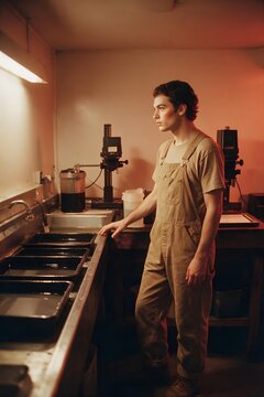 A man working in a chemical workshop