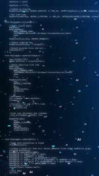 Animated ai code overlay and tech panel