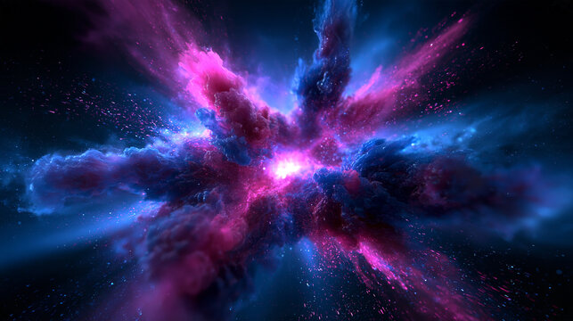 Cosmic Explosion with Glowing Star and Colorful Nebula Dust
