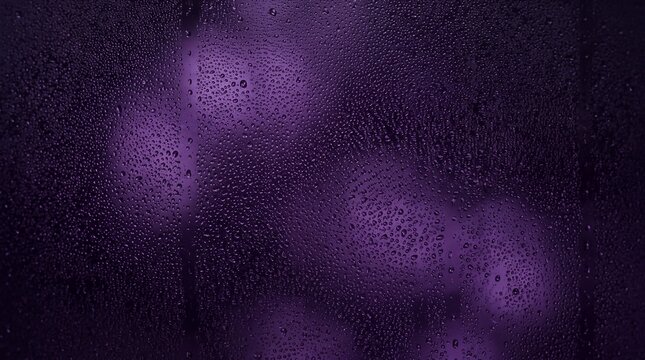 Water Drops on Window Glass with Purple Bokeh Lights