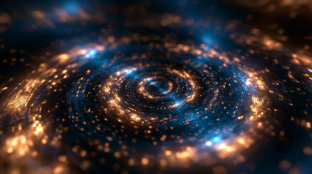 Abstract Futuristic Glowing Particle Ripple and Energy Vortex Background