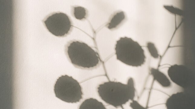Plant Branch Shadow Cast on Neutral Wall