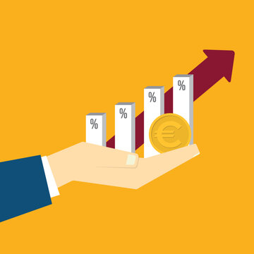 Economic Growth Concept with Euro Currency, Percentage Increase and Rising Arrow