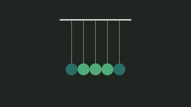 Minimalist newton&rsquo;s cradle animation: kinetic energy and physics concept loop 4k science motion