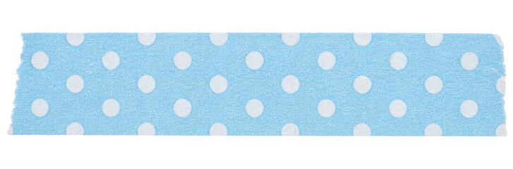 Light blue washi tape strip with white polka dot pattern isolated on a clean white background © Sapphire
