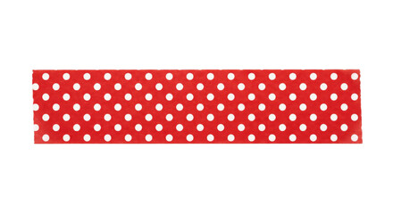 A strip of vibrant red adhesive tape featuring a repeating white polka dot pattern on white © Sapphire