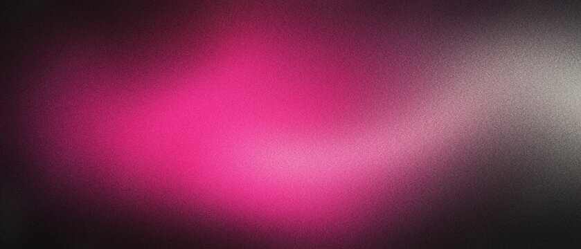 Abstract pink light leak on black background, vibrant neon magenta glow with soft grainy texture. Dreamy ethereal light overlay for creative design. Cinematic blurred pink aura and lens flare.