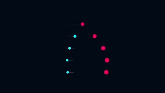 Animated data visualization funnel chart with moving dots and lines for business analytics and marketing strategy presentation animation 4k