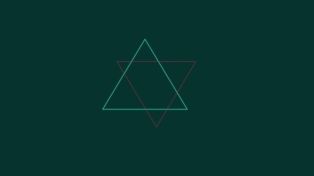 Animated star of david geometric motion on dark green animation 4k background, motion abstract religious