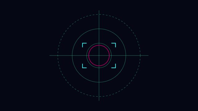 Digital hud target scope overlay with scanning animation for futuristic ui and sci-fi motion 4k