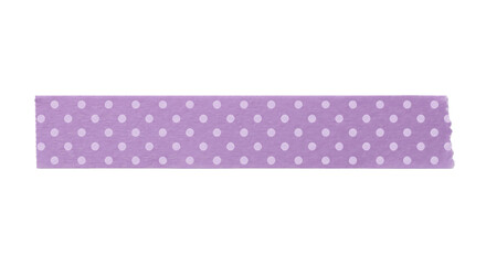 A strip of purple washi tape with a repeating white polka dot pattern on a plain white background © Sapphire