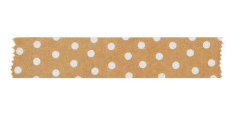 Strip of brown kraft paper washi tape with a white polka dot pattern on a white background © Sapphire