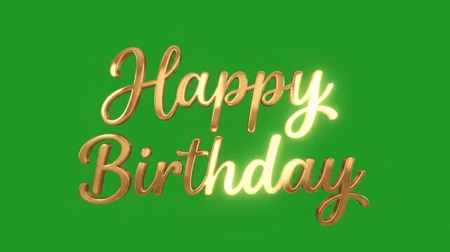 Gold Script Happy Birthday Animation with Green Screen