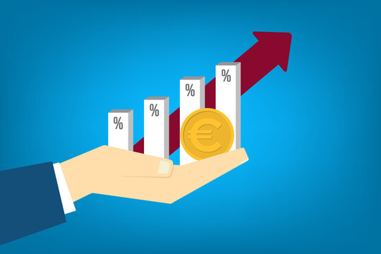 Business Profit Growth with Euro Currency, Percentage Bars and Upward Arrow