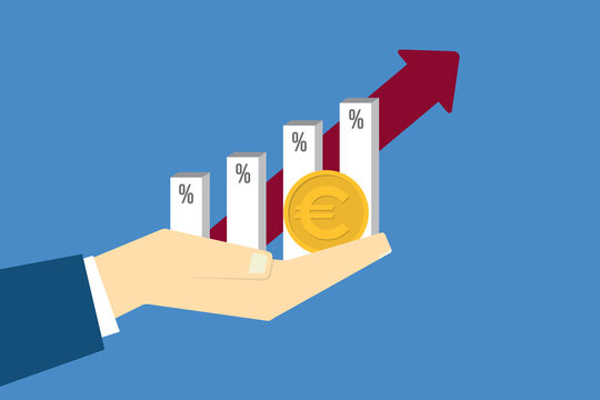 Euro Currency Growth Concept with Rising Percentage Bars and Financial Arrow