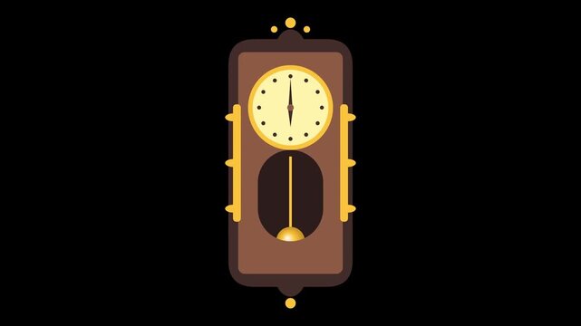 Flat Design Pendulum Clock Animation Showing Time Passing For Elegant Interior Decor Or Retro Office Concepts And Minimalist Graphic Motion Assets