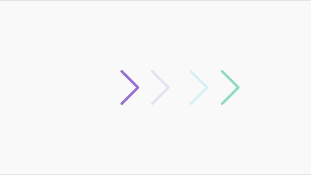 Minimalist animated arrows loading sequence with smooth color transitions on animation 4k white background