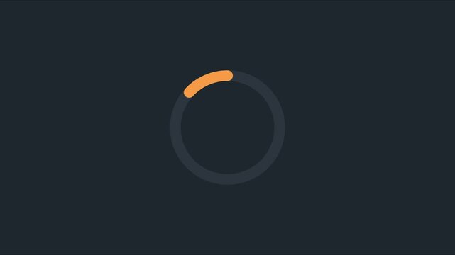 Minimalist circular loading spinner animation on dark 4k background, for web and, app interface progress