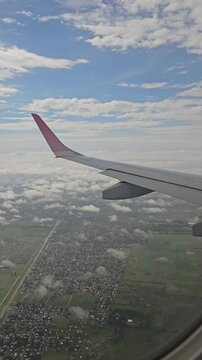 Airplane Descending above Buenos Aires Suburban Grid