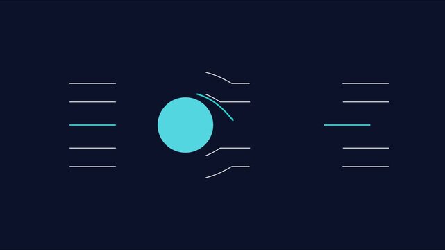 Minimalist hud interface animation with pulsing cyan circle and data lines for tech and ui projects 4k