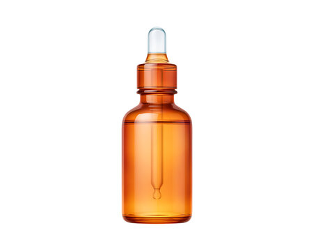 Empty amber glass dropper bottle