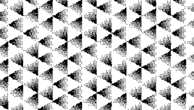 Black and white abstract pixelated pattern with triangle shape for modern background and jersey design. Vector format illustration. Eps10 