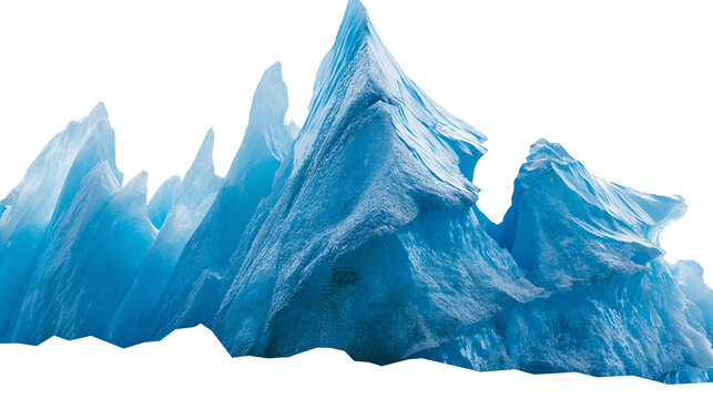 Jagged blue icebergs with sharp peaks, isolated on transparent background
