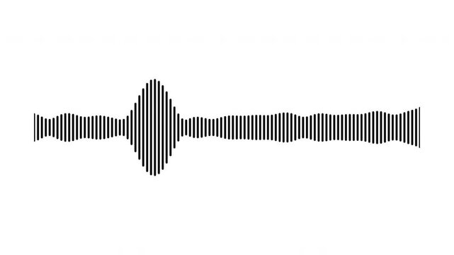Individual sound wave patterns on a white background; black line sound wave visualization; sound recording; transparent background sound wave visualization; sound wave animation on a white background.