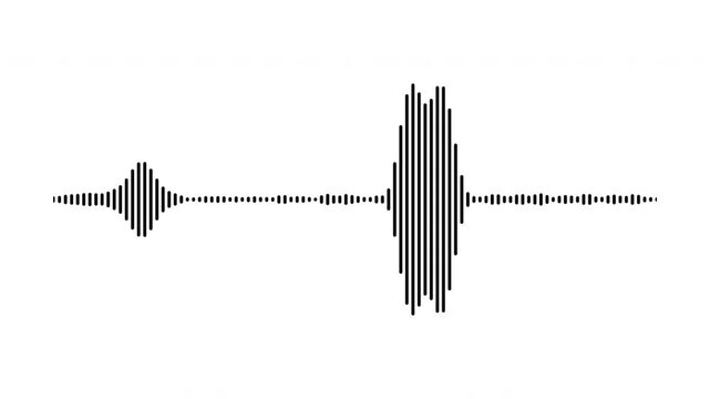 Individual sound wave patterns on a white background; black line sound wave visualization; sound recording; transparent background sound wave visualization; sound wave animation on a white background.