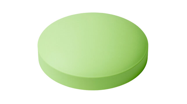 Single round green pill, isolated on transparent background