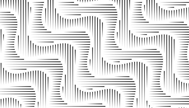 Black and white abstract pattern with dynamic flow of halftone lines for sporty background and jersey design element. Vector format illustration. Eps10 