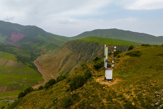 Communication Tower Overlooking Verdant Mountain Valley