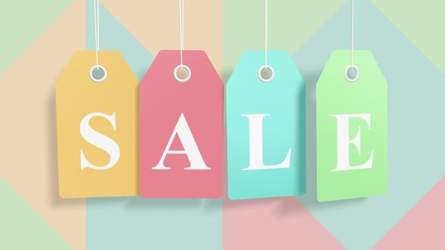 Sale colored tags hanging animation loop