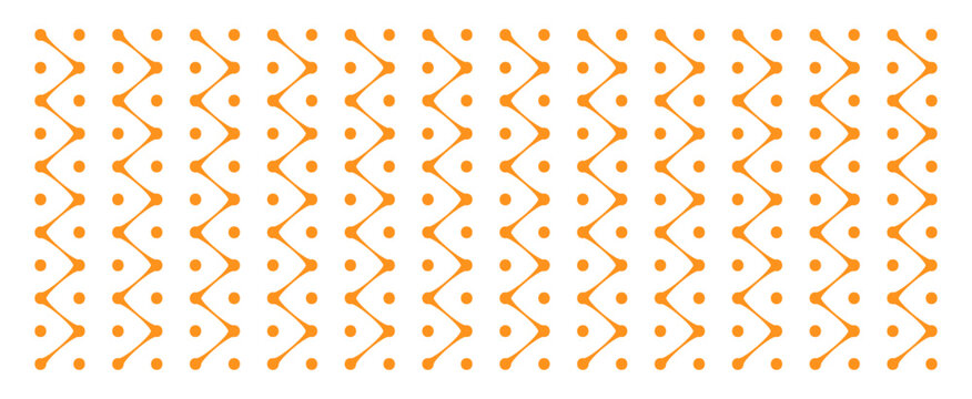 Connect metaball blob seamless pattern organic dots diagonal wave triangle arrow geometric minimal tech decorative background orange, vector illustration
