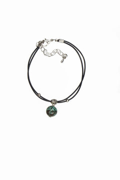 This high-quality product photograph showcases a delicate, minimalist double-strand choker necklace or adjustable boho anklet. The artisan handmade design features two thin black cords or leather stra