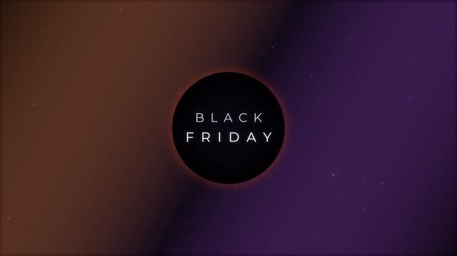 Minimalist black friday text animated with dynamic circular lines and particle background.