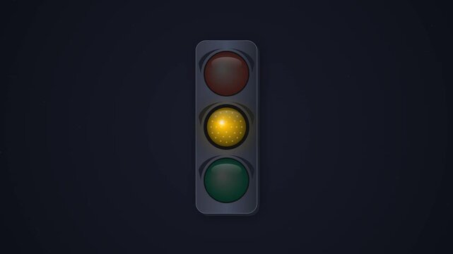 Traffic Light Signal Animation Showing Red Yellow and Green Phase Cycle for Road Safety and Urban Transportation Management System Control Purpose