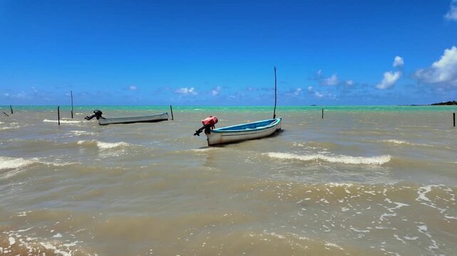 Scenic footage of the Rodrigues Island Lagoon, Iles des Cocos, Mauritius, Africa	
