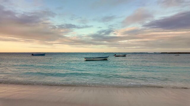 Scenic footage of the Rodrigues Island Lagoon, Iles des Cocos, Mauritius, Africa	
