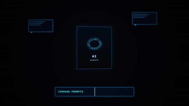 Futuristic HUD User Interface Concept Screen with Digital Asset Management, Cyberpunk Tech Graphics, Data Visualization, and Command Prompt UI